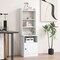 Bedside Tables Tall Nightstands with 5 Open Shelf and 2-Tier Storage Cabinet, Charging Station